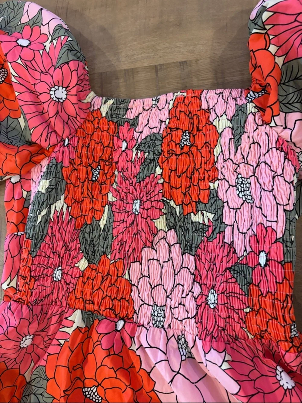 Listicle Boutique Pink Floral Puff Sleeve Square Neck Sundress Dress Medium NWT - Picture 10 of 10